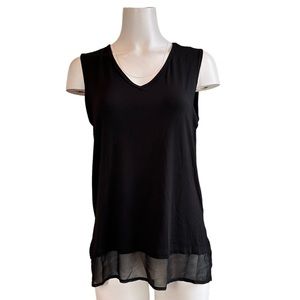 NWT Bloomingdales &basics Black Sleeveless V-neck Pullover Blouse Top Small S